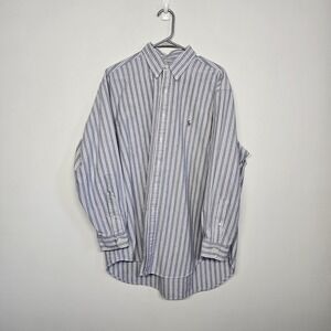 Ralph Lauren 2XL Yarmouth Thick Oxford Shirt 17 1/2 - 34 Blue White Striped Mens